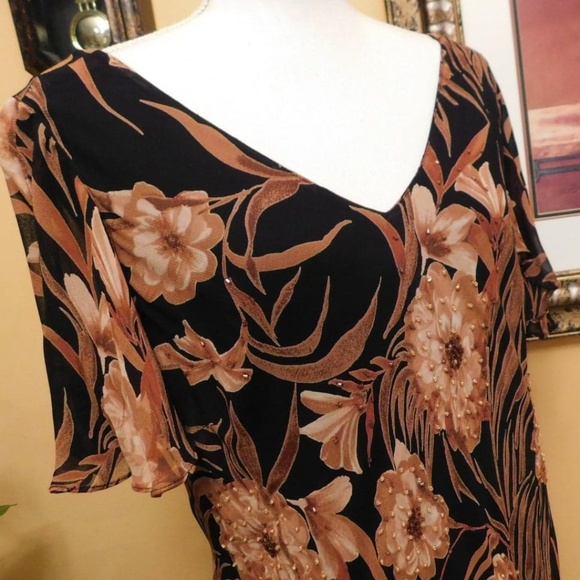 Eva Blue Womens Petite Floral Casual Dress - Picture 5 of 8